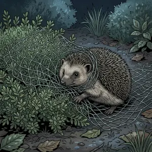 "Hog trapped in netting"