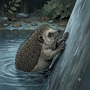 "Hog trapped in pond"