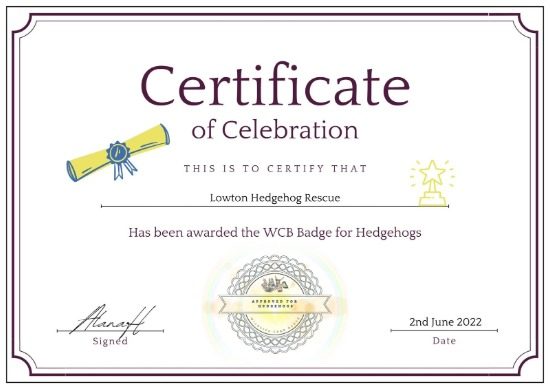 "Certificate of WCB award"